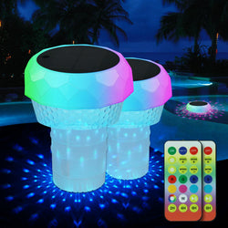 Solar Pool Chlorine Floater,Remote Control Floating Chlorine Dispenser for Pool,Adjustable Chlorine Tablet Floater for 1" & 3",Holder for Indoor & Outdoor Swimming Pool Hot Tub and Spa (2pcs)