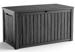 MAIUSCOLI 200 Gallon Outdoor Deck Box,Storage Lockable Waterproof Patio Furniture,Garden Tools,Cushions,Pool Accessories Outside Storage Resin Box(Black)