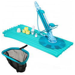 XtremepowerUS InGround Suction Vacuum Pool Cleaner Set – Climb Wall Automatic Cleaner with 30FT Hose + 17-Inch Leaf Skimmer Net