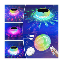 Pool Chlorine Floater, Solar Floating Pool Lights with USB Charging, 2600mAh 6.7 Inch IP68 Waterproof 13 Colors Upper Lower Glow Floating Lights, Adjustable Chlorine Dispenser for 1" & 3" 4 Pack