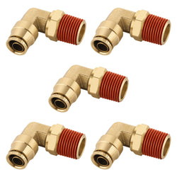 Boeray 1/2" Quick Push to Connect Fittings Brass 90 Degree Union Swivel Elbow Joint DOT Approved 1/2" Tube OD x 1/2" NPT Thread Air Brake Line Adapter Air Suspension Kit for Car Truck Trailers 5pcs