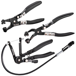 Toolwiz 3 Pcs Hose Clamp Pliers, Hose Clamp Tool Includes 27" Long Reach Wire Spring Hose Clamp Plier, Angled Spring Clamp Pliers, Flat Band Hose Clamp Plier for Ring-Type or Flat-Band Hose Clamp