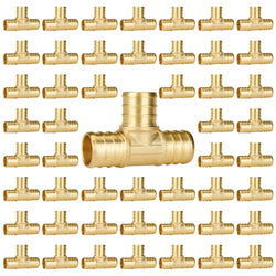 SUNGATOR 50-Pack 3/4" Pex Tee, No Lead Brass, 3/4 Inch Pex T Fittings