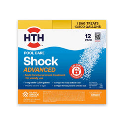 HTH 52037R Pool Care Shock Advanced, Swimming Pool Chemical - Cal Hypo Formula, Prevents Bacteria & Algae, Restores Crystal Clear Water - Shock Treatment, 1lb (12 Pack)