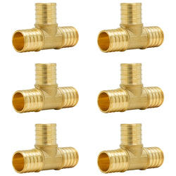 SUNGATOR 6-Pack 1" Pex Tee, No Lead Brass, 1 Inch Pex Fittings
