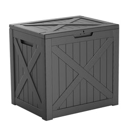 MAIUSCOLI 38 Gallon Outdoor Deck Box,Storage Lockable Waterproof Patio Furniture,Garden Tools,Cushions,Pool Accessories Outside Storage Resin Box(Black)