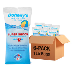 Doheny's Super Pool Shock | Pro-Grade Chlorine Shock, Quick-Dissolving, Fast-Acting 68% Cal-Hypo Granular Pool Shock | 6 x 1lb Bags, Proudly Made in The USA