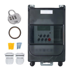 Outdoor Pool Pump Timer, Programmable Water Proof Outdoor Digital Timer Box with Password Lock, Programmable Switch