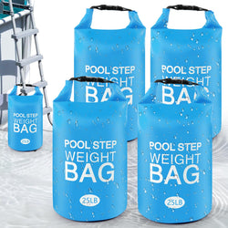 4 Pack Universal Pool Step Weights 250D PVC Waterproof Swimming Pool Ladder Weights 10L No Breaken Above Ground Pool Ladder Sand Bags, Foldable Pool Stair Weights for Pool Steps(Sky Blue)