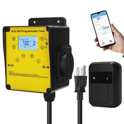 Ortis WiFi Above Ground Pool Timer Switch, Remote Phone Control via GeniLife APP, Dual Waterproof Outlets & LCD Display, Ideal for Pool Pumps, Filters, and Outdoor Lights