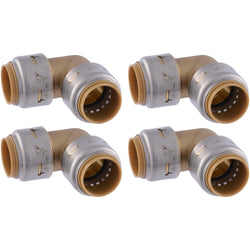 SharkBite Max 3/4 Inch 90 Degree Elbow, Pack of 4, Push to Connect Brass Plumbing Fitting, PEX Pipe, Copper, CPVC, PE-RT, HDPE, U256LFA