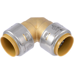SharkBite Max 1 x 1 in PTC 90 Degree Elbow, Push-to-Connect Brass Plumbing Fitting, UR260A