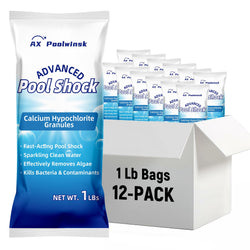 12 Pack Advanced Pool Shock, 68% Calcium Hypochlorite – Fast-Acting Shock Pool Treatment, Quick-Dissolving Chlorine Granules for Inground & Above Ground Swimming Pools, 12 x 1 lb Bags (12 lb Total)