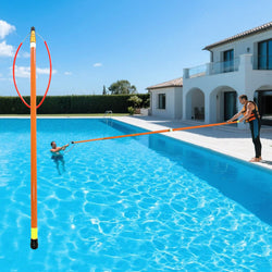 15ft Telescopic Pool Safety Rescue Hook with Pole - OSHA/ANSI Compliant, Night Glow Fiberglass Pole for Drowning Emergency - Heavy Duty for Pools, Lakes, Water Parks |