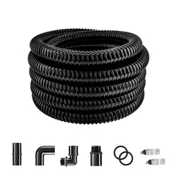 LONGRUN Pond Tubing 1.25 Inch 1-1/4'' Diameter, 23.6 Feet Long Corrugated Flexible Hose Pipe, Pool PVC Tube for Garden Ponds Waterfalls Camping Caravans Filters Drainage Marine