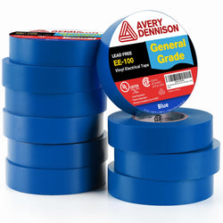 Avery Dennison Electrical Tape, 10 Rolls General Use PVC Electric Tape, UL/CSA Listed ¾ in x 66 ft Insulating Vinyl Tape for Electrical, Repairs, Automotive and Equipment, EE-100, Blue,