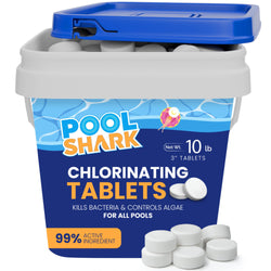 Pool Shark Swimming Pool Chlorine Tablets - 3-Inch Chlorine Tablets - Slow-Dissolving 90% Active Chlorine Tabs - Pool Chemicals for Inground Pools, Above Ground Pools, Saltwater, Spa, Hot Tub (10 lbs)