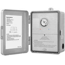 SURAIELEC Mechanical Pool Timer, 40 AMP 120V 2HP, 24 Hour Heavy Duty Timer Switch for Pool Pump, Spa, Landscape Lights, Water Heater, Simultaneously Controls Up to 2HP Devices, Outdoor Indoor Use