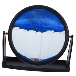Parliky Moving Sand Creative Hourglass Decor Rotating Quicksand Painting for Relaxing Home Office Decoration Blue Sand Art Ornament for and Special Occasions