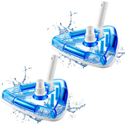 Jingmore 2 Pcs Weighted Clear Triangle Pool Vacuum Head with Brush Bristles Swivel Hose Connection EZ Clip Handle Pool Cleaning Equipment for Summer Swimming Pools, Connect 1-1/4" or 1-1/2" Hose, Blue