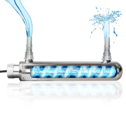 coospider-repta 12W Inline Aquarium UV Light Clarifier for Koi Pond Small Pool Filter Cold Plunge UVC Light Stainless Steel Ultraviolet Green Clear Machine