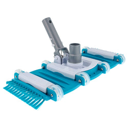 U.S. Pool Supply 16" Manual Pool Vacuum Head for Inground Pools, Side Brushes, Flexible, Weighted - Swivel Connection 1.25" or 1.5" Hoses - Cleaner Accessory Attachment, CleanDebris, Metal Pole Handle