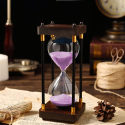 Hourglass Timer, 30-Minute Wooden Hourglass - 7 Color Decorative Sand Timer, Home/Office(Pink Sand,60 Minutes (9.5 * 24cm))