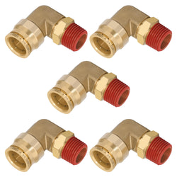 Boeray 3/4" Quick Push to Connect Fittings Brass 90 Degree Union Swivel Elbow Joint DOT Approved 3/4" Tube OD x 1/2" NPT Thread Air Brake Line Adapter Air Suspension Kit for Car Truck Trailers 5pcs