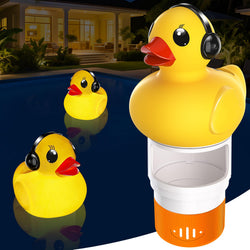 KingSom 2025 Upgraded Pool Chlorine Floater,Duck Chlorine Floaters with Light,Solar Chlorines Floaters w/Adjustable Flow,Large Capacity Floating chlorines Dispenser for Pools,Pool Chlorinator,Orange