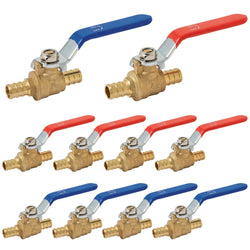 SUNGATOR 10-Pack Pex Ball Valve 1/2 Inch, Full Port 1/4 Turn Crimp 1/2" Pex Shut Off Valve for Hot and Cold Water, UPC Certified