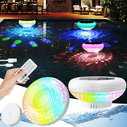 QOLNBY Solar Pool Chlorine Floater, USB Rechargeable Floating Pool Lights, 2600mAh 6.69” IP68 Waterproof Floating Chlorine Dispenser,13 Color Modes Adjustable Release Solar Chlorines Floater 4 Pack
