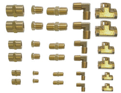 TL TOOLEGIN Brass Pipe Fittings, NPT Tee, Hex Head, Hex Nipple, Hex Coupling, 90 Degree Barstock Forged Elbow, Air Hose Fittings, 1/8" 1/4" 3/8" NPT Brass Fittings Kit, for Up to 1200PSI