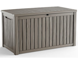 MAIUSCOLI 180 Gallon Outdoor Deck Box,Storage Lockable Waterproof Patio Furniture,Garden Tools,Cushions,Pool Accessories Outside Storage Resin Box(Grey)