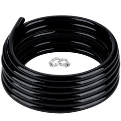 ZY-hosetube 1/2" id - 50ft Black Vinyl Tubing Flexible PVC Tube Hybrid Hose Transfer Water Fuel Gas for Pond Fountain Garden Waterfall, Durable and Safe, with 2 Hose Clamps