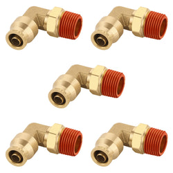 Boeray 3/8" Quick Push to Connect Fittings Brass 90 Degree Union Swivel Elbow Joint DOT Approved 3/8" Tube OD x 3/8" NPT Thread Air Brake Line Adapter Air Suspension Kit for Car Truck Trailers 5pcs