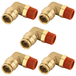 Boeray 1/2" Quick Push to Connect Fittings Brass 90 Degree Union Swivel Elbow Joint DOT Approved 1/2" Tube OD x 3/8" NPT Thread Air Brake Line Adapter Air Suspension Kit for Car Truck Trailers 5pcs