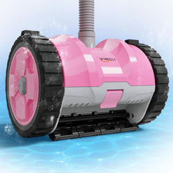 (2025 Upgrade) VINGLI Automatic Suction-Side Pool Vacuum Cleaner, Powerful Wall-Climbing Sweeper for Inground Pools, Includes 39.6ft Tangle-Free Hose (Pink&Gray)