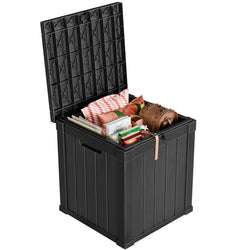 MAIUSCOLI 51 Gallon Outdoor Deck Box,Storage Lockable Waterproof Patio Furniture,Garden Tools,Cushions,Pool Accessories Outside Storage Resin Box(Black)