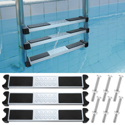 Therwen 3 Set Stainless Steel Pool Ladder Steps Replacement 1.9 Inch Non Slip Swimming Pool Ladder Rung with Bolts Swim Stairs Step Pedal for Above Ground Inground