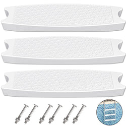 Goovilla Pool Ladder Steps Replacement, (3-Pack) 18" Universal Heavy-Duty Molded Plastic Swimming Pool Ladder Rung Step with 6 PCS Stainless Steel Bolts for Inground and Above Ground Pools, White