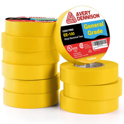 Avery Dennison Electrical Tape, 10 Rolls General Use PVC Electric Tape, UL/CSA Listed ¾ in x 66 ft Insulating Vinyl Tape for Electrical, Repairs, Automotive and Equipment, EE-100, Yellow