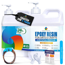 CRAFT RESIN 4 Gallon Epoxy Resin Kit - Crystal Clear Epoxy Resin Kit & Hardener for DIY Art, Mold Casting, Jewelry Making, Coasters, Table Top, Countertop Coating - Food Safe, Heat & UV Resistant