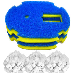AquaMiracle Replacement Filter Media for Pond Filter Fountain Kit, Including 2 x Coarse Sponge, 2 x Fine Sponge & 3 x Ceramic Rings, for Models MF1500/2000/3000 & HJF1500/2000/3000PF