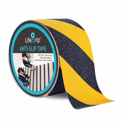 LifeGrip Anti Slip Traction Tape, 4 Inch x 60 Foot, Best Grip, Friction, Abrasive Adhesive for Stairs, Tread Step, Indoor, Outdoor, Caution Yellow/Black