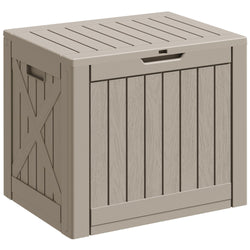 Greesum 40 Gallon Outdoor Deck Box, Resin Storage for Patio Furniture, Garden Tools, Pool Supplies, Weatherproof and UV Resistant, Lockable, Light Coffee