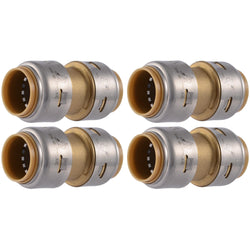 SharkBite Max 3/4 Inch Coupling, Pack of 4, Push to Connect Brass Plumbing Fitting, PEX Pipe, Copper, CPVC, PE-RT, HDPE, UR016A8