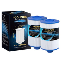 POOLPURE PWW50P3 Spa Filter Replacement for Unicel 6CH-940, 817-0050, Filbur FC-0359, 25252, 378902, 03FIL1400, 45 sq.ft Screw in Hot Tub Filter, 1 1/2" Coarse Thread, L x OD:7 5/8"x 6" 2 Pack