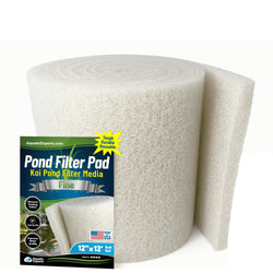 Classic Koi Pond Filter Pad FINE - White Bulk Roll Pond Filter Media, Ultra-Durable Pond Filters for Outdoor Ponds, Reusable Fish Pond Filter Material, USA (3/4" - 1" x 12" x 12 feet)