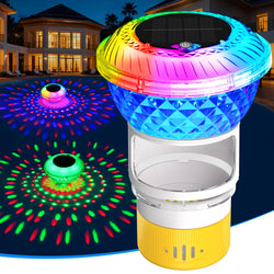 LanSuper 2025 Upgrade Pool Chlorine Floater, Solar Chlorine floater with Marquee Light, Button Control Floating chlorines Dispenser for pool, Adjustable Flow chlorine Floaters,Pools Chlorinator-Yellow