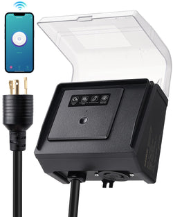 SURAIELEC WiFi Pool Timer for Above-Ground Pools, Twist-Lock NEMA L5-20R Plug-in Timer, 20A 125V 1HP, Weatherproof PC Cover, App Control, Ideal for Pool Pumps, Filters, Lights, and Saltwater Systems